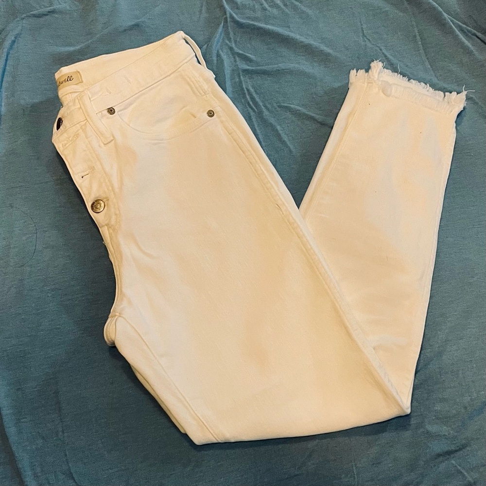 Madewell, white skinny fringe jeans, size 29